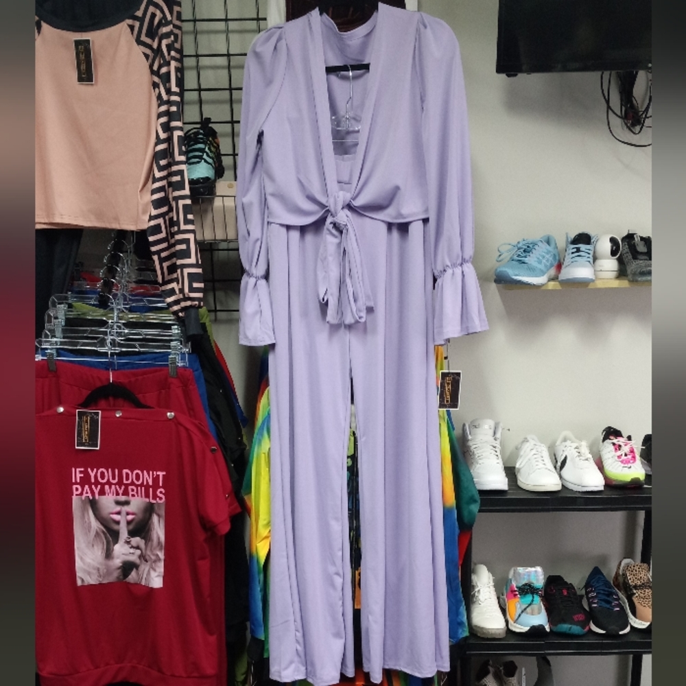 Brand new womens 2 piece coord set soft  lavender stretchy fabric 2xl TALL